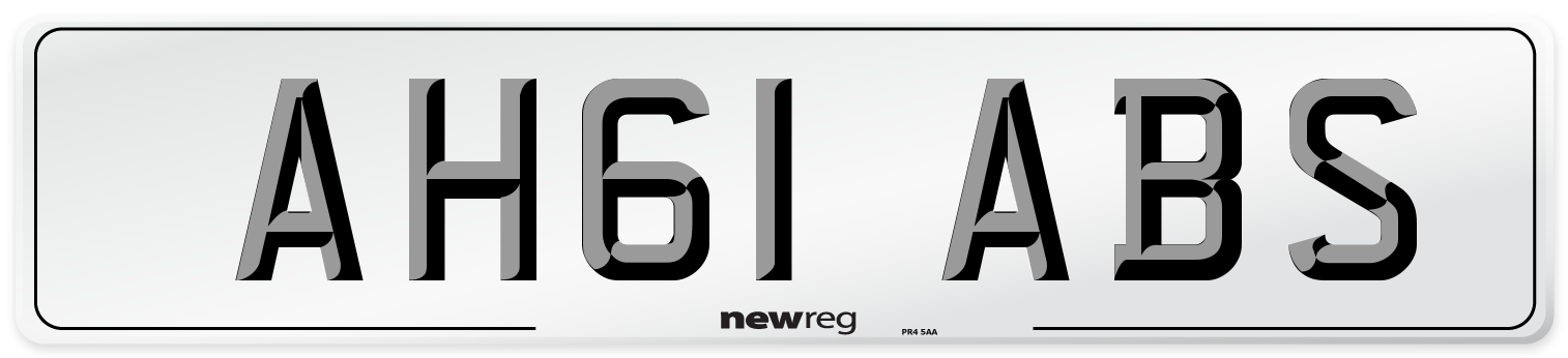 AH61 ABS Number Plate from New Reg